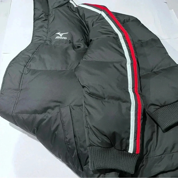 Mizuno Ski Long Down Jacket Parka FIELD Bench Training Weatherproof Large Black - Picture 6 of 9